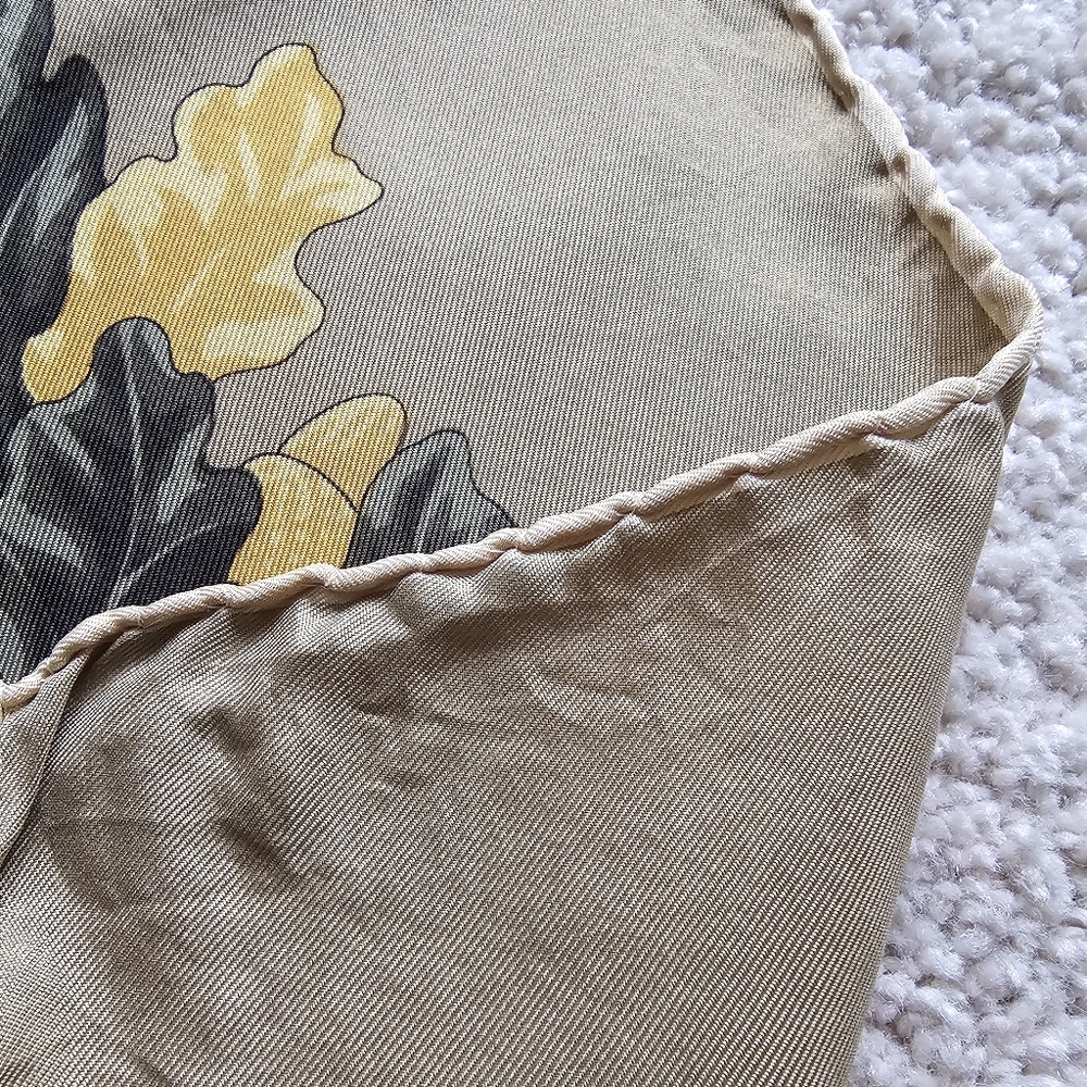 Vintage Burberry Gold & Tan Horse, Leaf $ Acorn Large Scarf - Picture 3 of 3